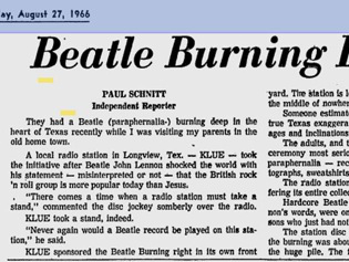 Газетная статья о последствиях сожжения пластинок "The Beatles"