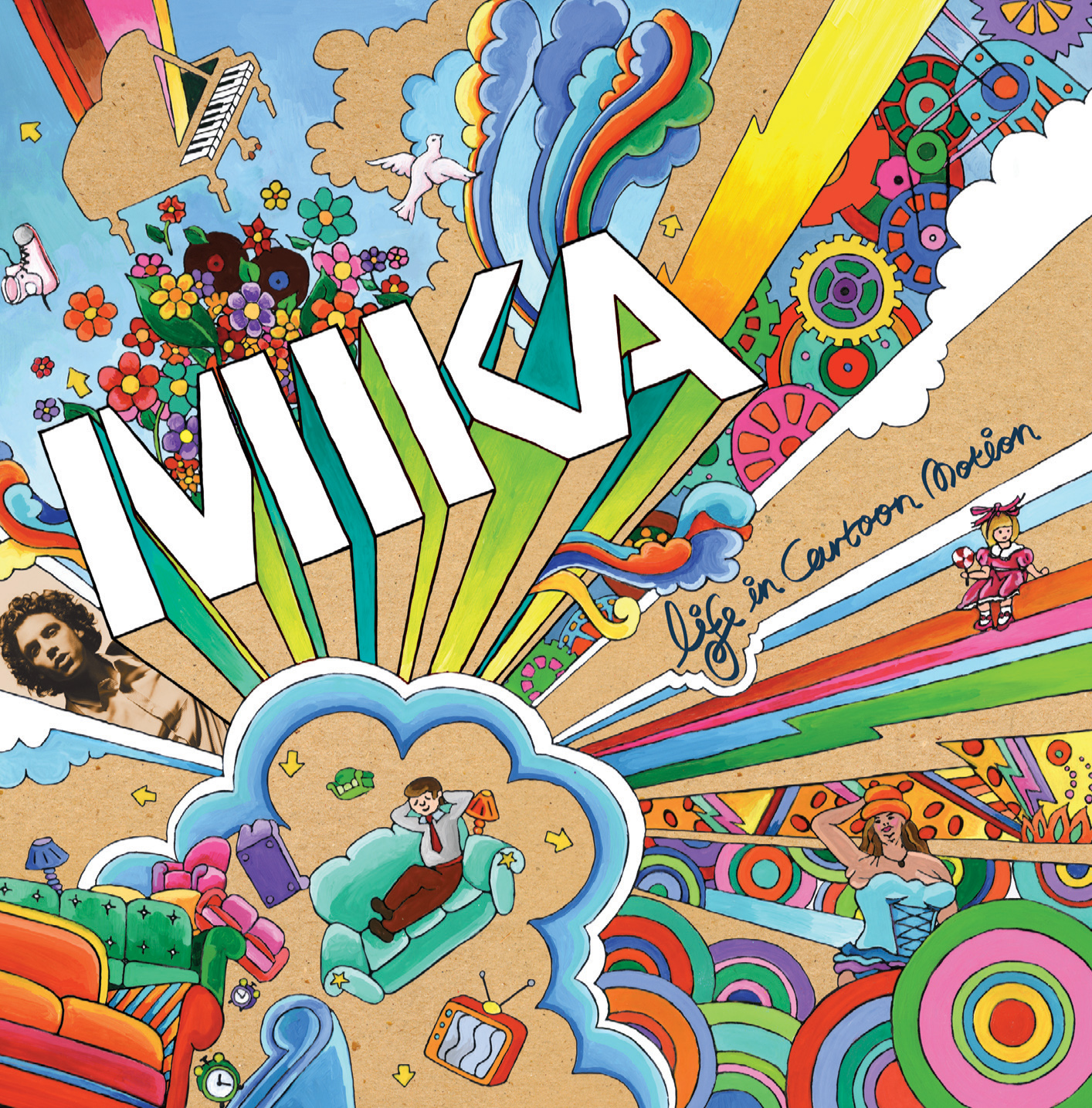 Обложка первого альбома Мики Life in Cartoon Motion. Иллюстрация к песне Grace Kelly (Грейс Келли) (Mika)